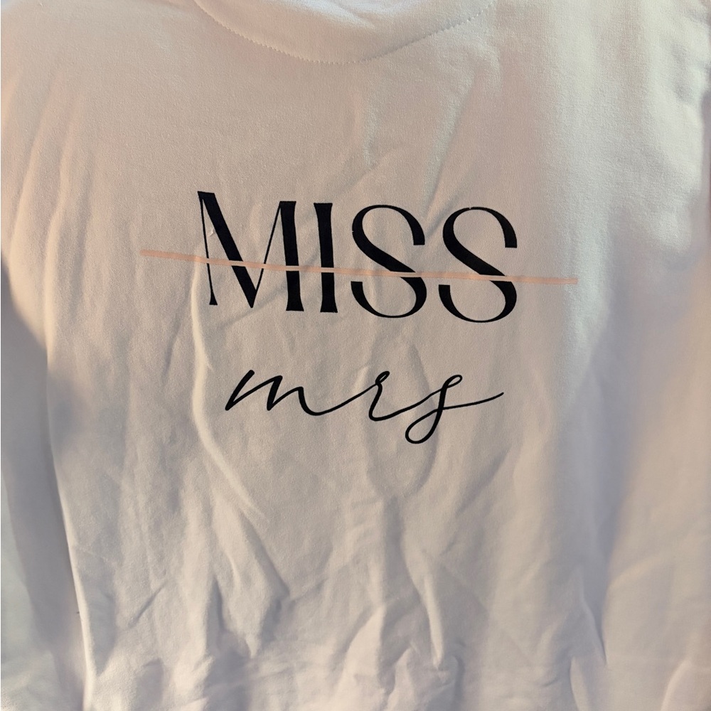 White Graphic Hoodie with Miss to Mrs Design